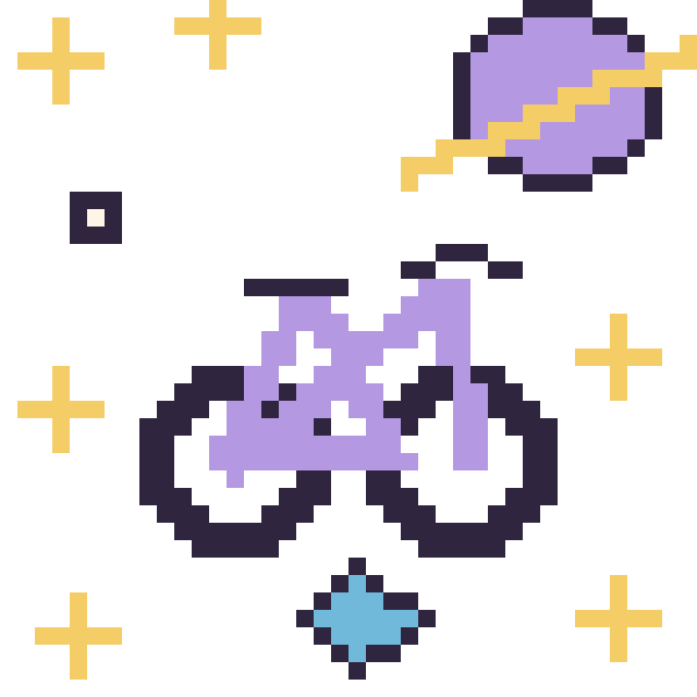 Modèle de pixel art Vélo dans l’espace sur une grille de 40 par 40 cases