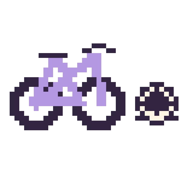 Modèle de pixel art Vélo et Ballon de football simple 10 × 10 sur une grille de 40 par 40 cases