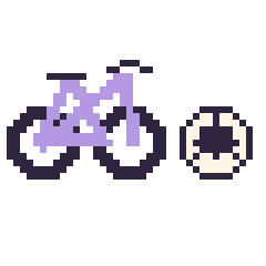 Pixel art Vélo et Ballon de football simple 12 × 12, grille 40 × 40