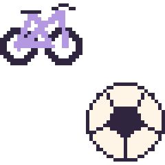 Pixel art Vélo et Ballon de football, grille 48 × 48