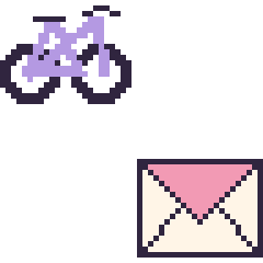 Pixel art Vélo et Enveloppe, grille 48 × 48