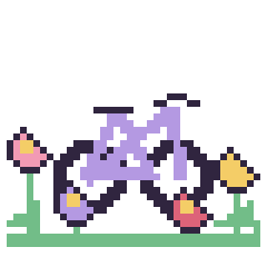 Pixel art Vélo dans le jardin, grille 40 × 40