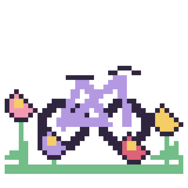 Modèle de pixel art Vélo dans le jardin sur une grille de 40 par 40 cases