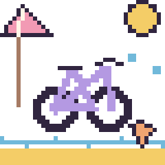 Pixel art Vélo à la plage, grille 40 × 40