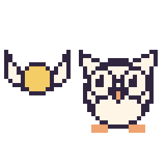 Pixel art Vif d’or mini et Chouette, grille 40 × 40