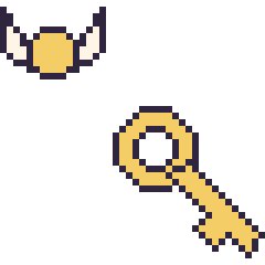 Pixel art Vif d’or mini et Clé, grille 40 × 40