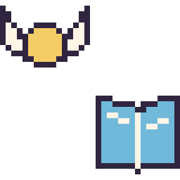 Pixel art Vif d’or mini et Livre simple 16 × 16, grille 32 × 32