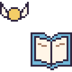 Pixel art Vif d’or mini et Livre, grille 40 × 40