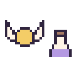 Pixel art Vif d’or mini et Potion simple 12 × 12, grille 32 × 32