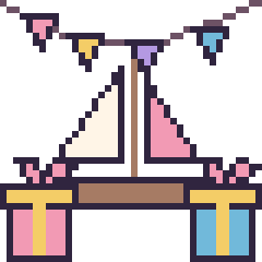 Pixel art Voilier pour un anniversaire, grille 40 × 40