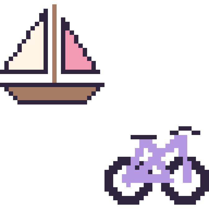 Modèle de pixel art Voilier et Vélo sur une grille de 48 par 48 cases