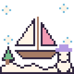 Pixel art Voilier en hiver, grille 40 × 40