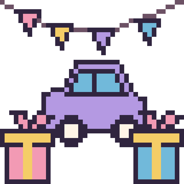 Modèle de pixel art Voiture pour un anniversaire sur une grille de 40 par 40 cases