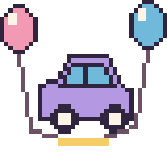 Pixel art Voiture avec des ballons, grille 40 × 40