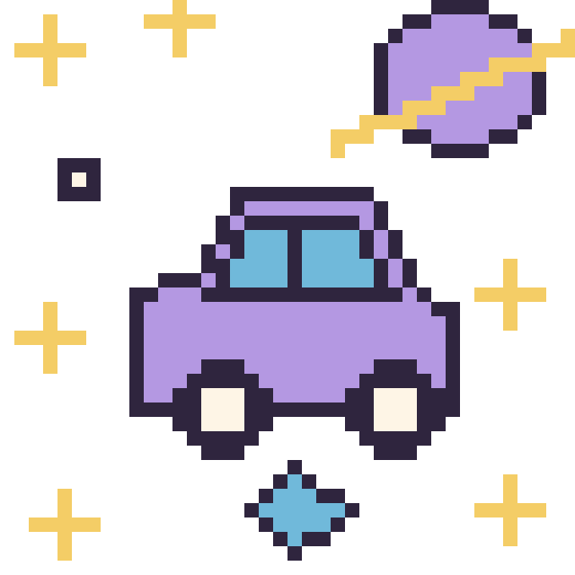 Modèle de pixel art Voiture dans l’espace sur une grille de 40 par 40 cases