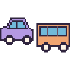 Pixel art Voiture et Bus, grille 48 × 48