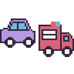 Pixel art Voiture et Camion de pompier, grille 48 × 48