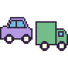 Pixel art Voiture et Camion poubelle, grille 48 × 48