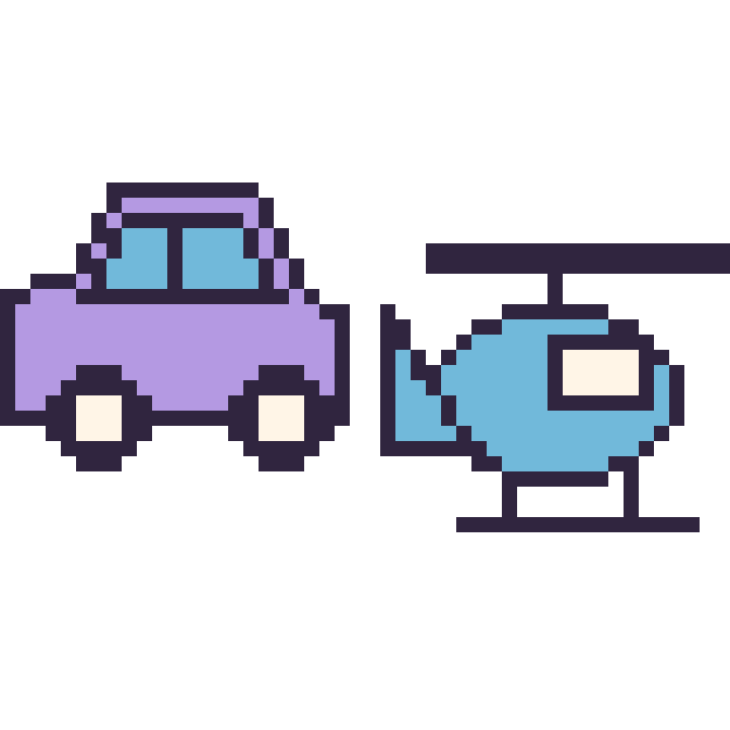 Modèle de pixel art Voiture et Hélicoptère sur une grille de 48 par 48 cases