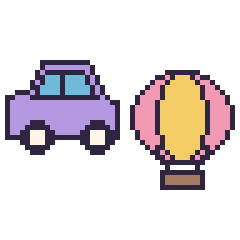 Pixel art Voiture et Montgolfière, grille 48 × 48