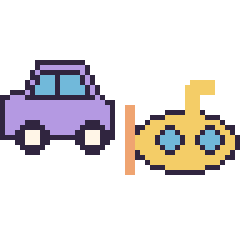 Pixel art Voiture et Sous-marin, grille 48 × 48