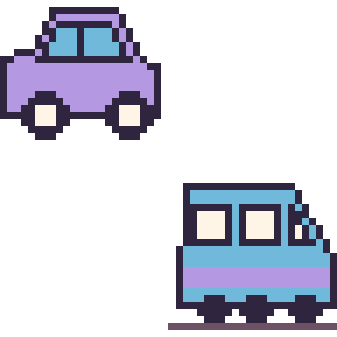 Modèle de pixel art Voiture et Train sur une grille de 48 par 48 cases