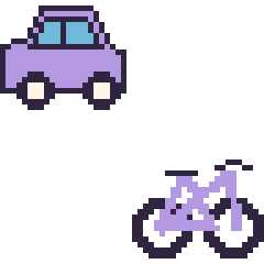 Pixel art Voiture et Vélo, grille 48 × 48