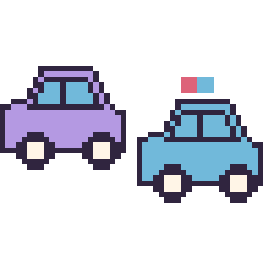 Pixel art Voiture et Voiture de police, grille 48 × 48