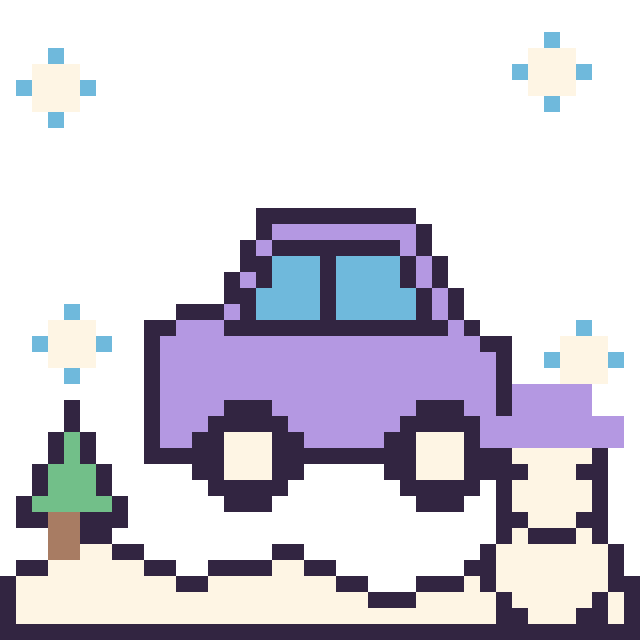 Modèle de pixel art Voiture en hiver sur une grille de 40 par 40 cases