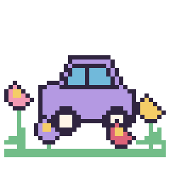 Pixel art Voiture dans le jardin, grille 40 × 40
