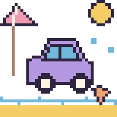 Pixel art Voiture à la plage, grille 40 × 40