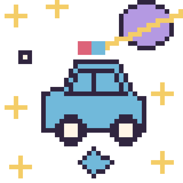 Modèle de pixel art Voiture de police dans l’espace sur une grille de 40 par 40 cases