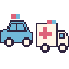 Pixel art Voiture de police et Ambulance, grille 48 × 48