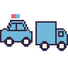 Pixel art Voiture de police et Camion, grille 48 × 48