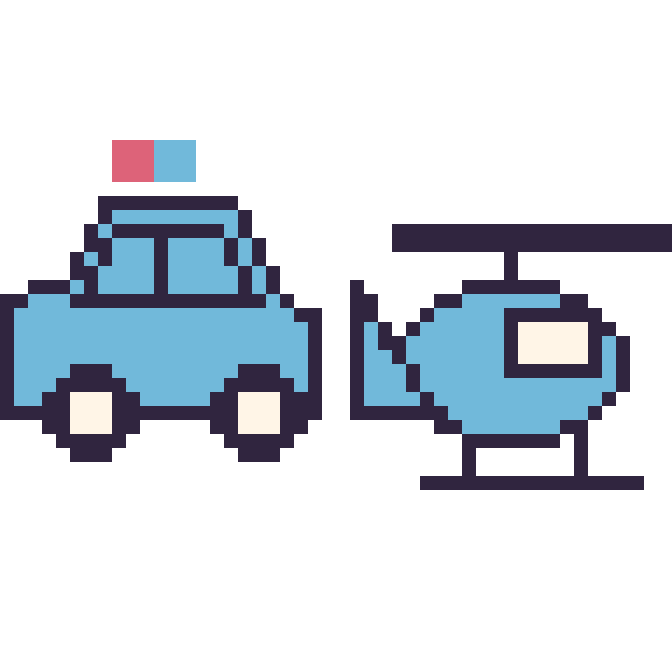 Modèle de pixel art Voiture de police et Hélicoptère sur une grille de 48 par 48 cases