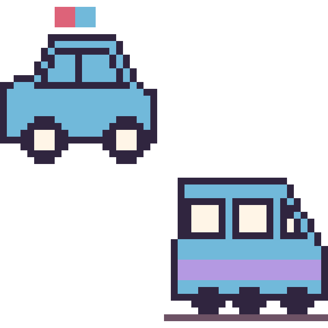 Modèle de pixel art Voiture de police et Train sur une grille de 48 par 48 cases