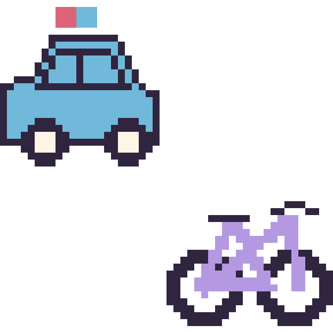 Modèle de pixel art Voiture de police et Vélo sur une grille de 48 par 48 cases