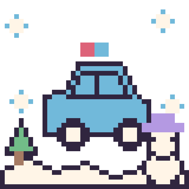 Modèle de pixel art Voiture de police en hiver sur une grille de 40 par 40 cases