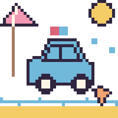 Pixel art Voiture de police à la plage, grille 40 × 40