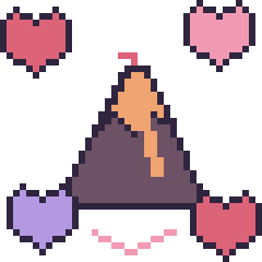 Pixel art Volcan avec des cœurs, grille 40 × 40