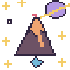 Pixel art Volcan dans l’espace, grille 40 × 40