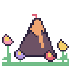Pixel art Volcan dans le jardin, grille 40 × 40