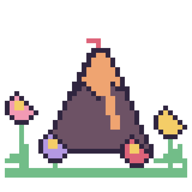 Modèle de pixel art Volcan dans le jardin sur une grille de 40 par 40 cases