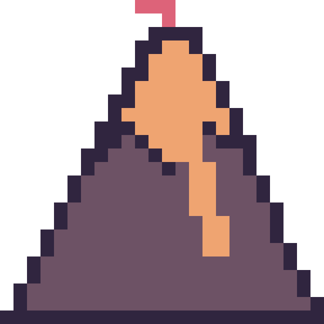 Modèle de pixel art Volcan sur une grille de 24 par 24 cases