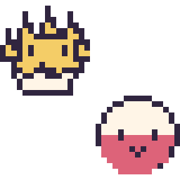 Pixel art Voltali mini et Électrode mini, grille 32 × 32