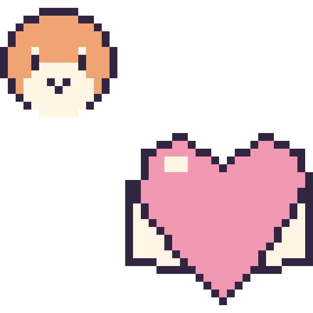 Modèle de pixel art Waddle Dee mini et Cœur ailé sur une grille de 40 par 40 cases