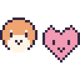Pixel art Waddle Dee mini et Cœur kawaii 16 × 16, grille 32 × 32