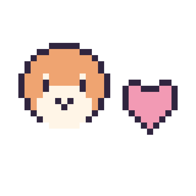 Modèle de pixel art Waddle Dee mini et Cœur simple 10 × 10 sur une grille de 32 par 32 cases