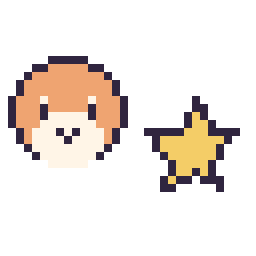 Pixel art Waddle Dee mini et Étoile simple 12 × 12, grille 32 × 32