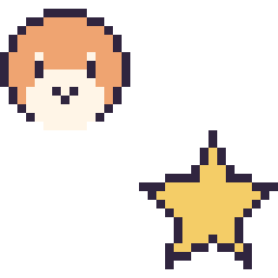 Pixel art Waddle Dee mini et Étoile simple 16 × 16, grille 32 × 32